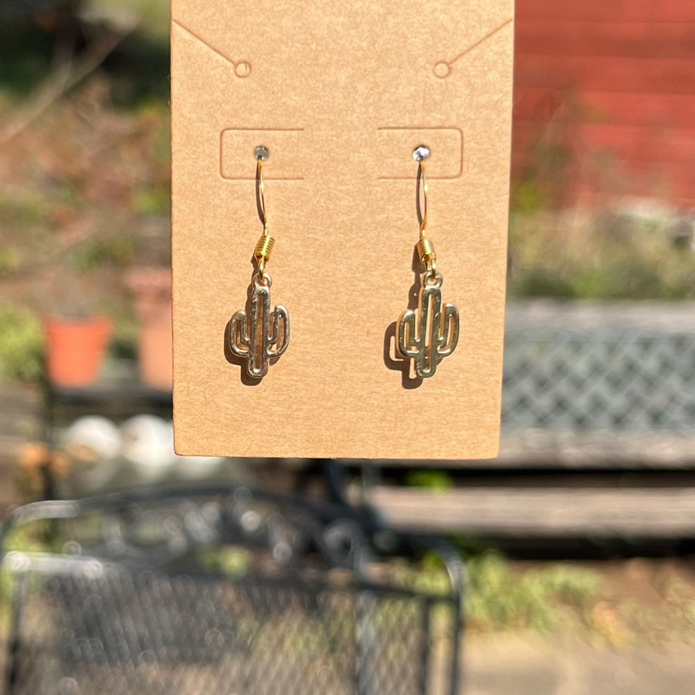 Gold Cactus Earrings